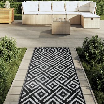 Buitenkleed ARAKIL 80x250 cm polypropeen wit en zwart 3