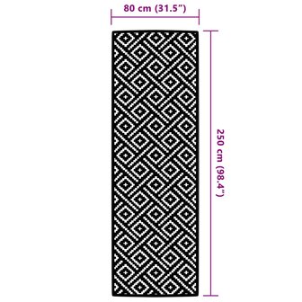 Buitenkleed ARAKIL 80x250 cm polypropeen wit en zwart 6