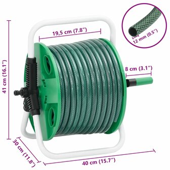 Slanghaspel met 30 m slang vrijstaand PVC groen 7