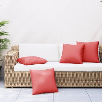 Bankkussens 4 st 60x60 cm stof rood 1