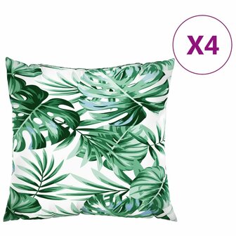 Bankkussens 4 st bladpatroon 60x60 cm stof 2