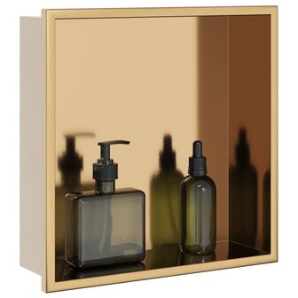 Douchenis 32x32x9 cm roestvrijstaal geborsteld goudkleurig 1