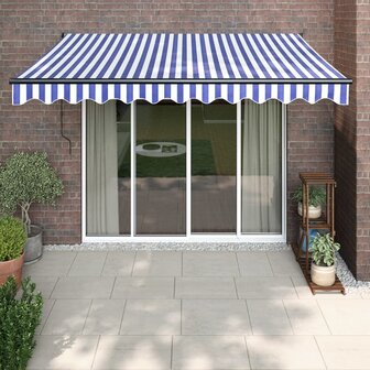 Luifel automatisch uitschuifbaar 3x2,5 m blauw en wit 1