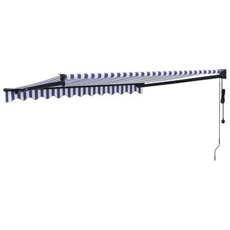 Luifel automatisch uitschuifbaar 3x2,5 m blauw en wit 5
