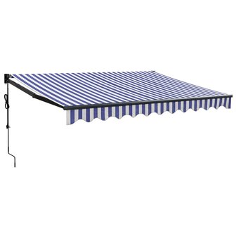 Luifel elektrisch uitschuifbaar 3,5x2,5 m blauw en wit 2