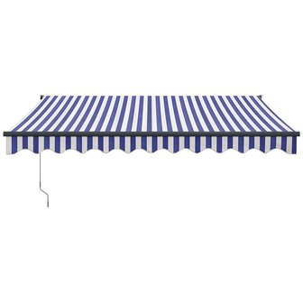 Luifel elektrisch uitschuifbaar 3,5x2,5 m blauw en wit 3