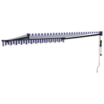 Luifel elektrisch uitschuifbaar 3,5x2,5 m blauw en wit 5