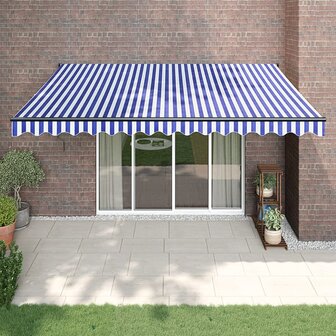 Luifel automatisch uitschuifbaar 4x3 m blauw en wit 1