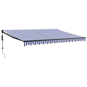 Luifel automatisch uitschuifbaar 4x3 m blauw en wit 2