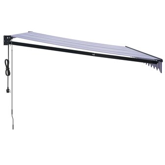 Luifel automatisch uitschuifbaar 4x3 m blauw en wit 4