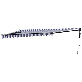 Luifel automatisch uitschuifbaar 4x3 m blauw en wit 5