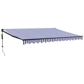 Luifel automatisch uitschuifbaar 4,5x3 m blauw en wit 2