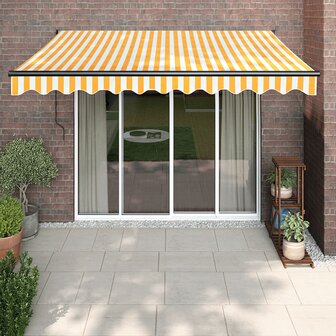 Luifel automatisch uitschuifbaar 3x2,5 m geel en wit 1