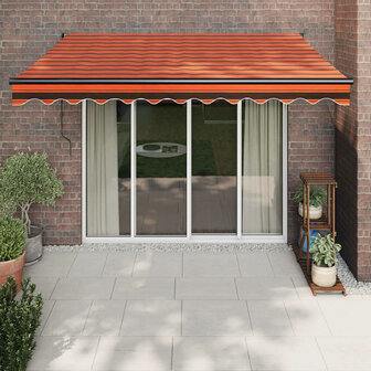 Luifel automatisch uitschuifbaar 3,5x2,5 m oranje en bruin 1