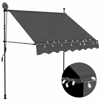 Luifel handmatig uitschuifbaar met LED 200 cm antracietkleurig 1