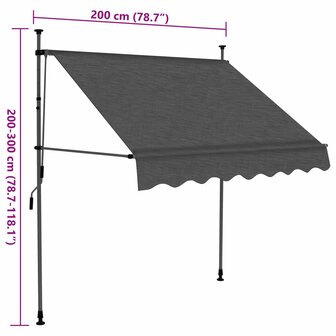 Luifel handmatig uitschuifbaar met LED 200 cm antracietkleurig 8