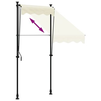 Luifel uittrekbaar 100x150 cm stof en staal cr&egrave;mekleurig 6