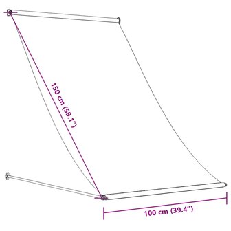 Luifel uittrekbaar 100x150 cm stof en staal cr&egrave;mekleurig 9