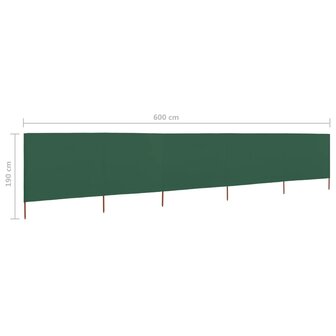 Windscherm 5-panelen 600x160 cm stof groen 6