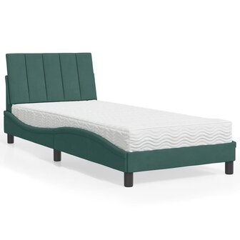Bed met matras fluweel donkergroen 80x200 cm 1
