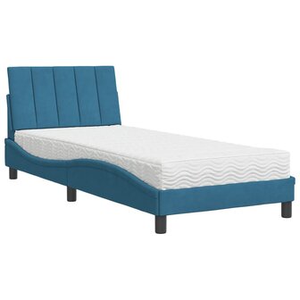 Bed met matras fluweel blauw 90x190 cm 2