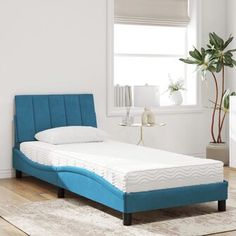 Bed met matras fluweel blauw 90x190 cm 3