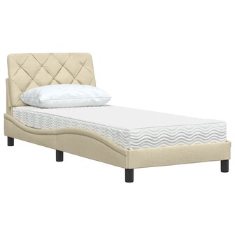 Bed met matras stof cr&egrave;mekleurig 90x190 cm 4