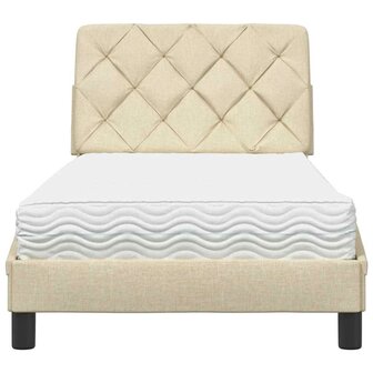 Bed met matras stof cr&egrave;mekleurig 90x190 cm 5