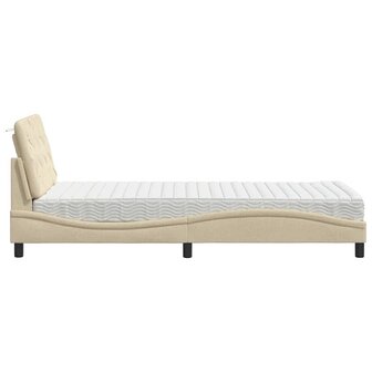 Bed met matras stof cr&egrave;mekleurig 90x190 cm 6