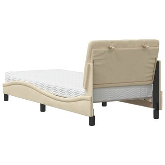 Bed met matras stof cr&egrave;mekleurig 90x190 cm 7