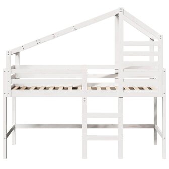 Halfhoogslaper met ladder en bedhuis grenenhout wit 90x200 cm 4
