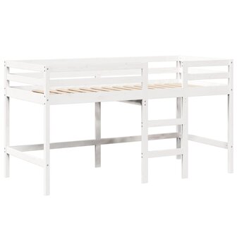 Halfhoogslaper met ladder en bedhuis grenenhout wit 90x200 cm 7