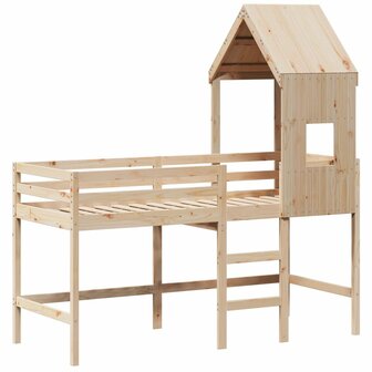 Halfhoogslaper met ladder en bedhuis grenenhout 80x200 cm 3