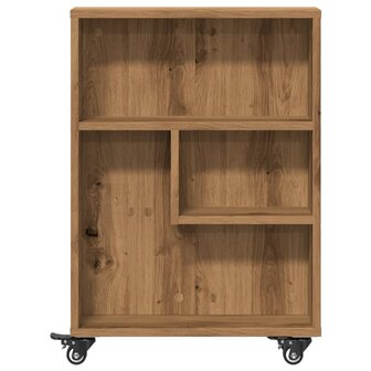Opbergtrolley smal 48x13x68 cm bewerkt hout artisanaal eiken 4