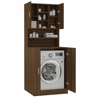 Wasmachinekast bewerkt hout bruin eikenkleur 4