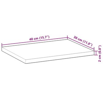 Wandschap zwevend 40x30x2 cm onbehandeld massief acaciahout 8