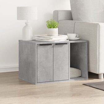 Kattenbakkast 60x40x40 cm bewerkt hout betongrijs 3