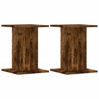 Speakerstandaards 2 st 30x30x40 cm bewerkt hout gerookt eiken 2