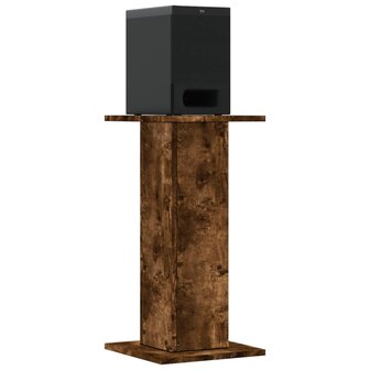 Speakerstandaards 2 st 30x30x60 cm bewerkt hout gerookt eiken 3