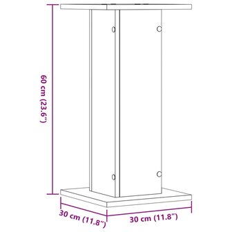 Speakerstandaards 2 st 30x30x60 cm bewerkt hout gerookt eiken 9