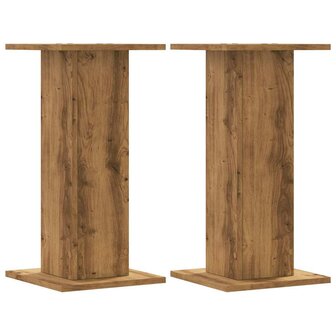 Speakerstandaards 2 st 30x30x60 cm hout artisanaal eikenkleurig 2