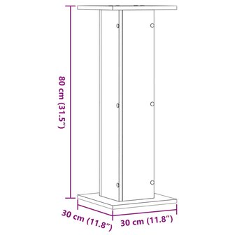 Speakerstandaards 2 st 30x30x80 cm bewerkt hout gerookt eiken 9