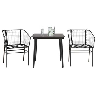 3-delige Tuinset poly rattan glas zwart 1