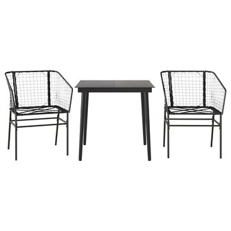3-delige Tuinset poly rattan glas zwart 2