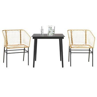 3-delige Tuinset poly rattan glas bruin 2