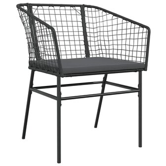 3-delige Tuinset met kussens poly rattan glas zwart 4