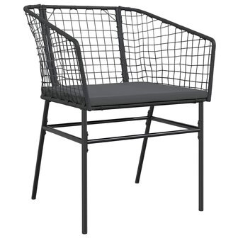 3-delige Tuinset met kussens poly rattan glas zwart 4