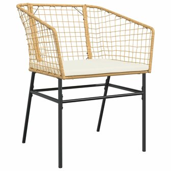 3-delige Tuinset met kussens poly rattan glas bruin 4