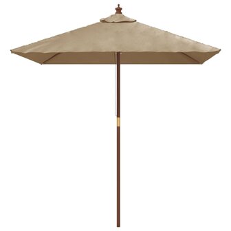 Parasol met houten paal 198x198x231 cm taupe 3