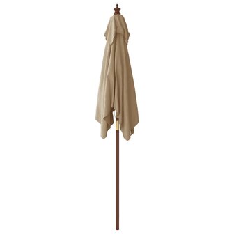 Parasol met houten paal 198x198x231 cm taupe 4